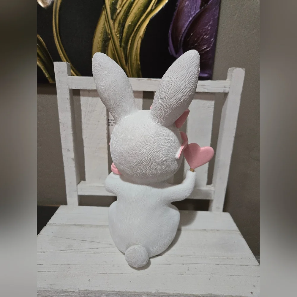 Easter Bunny Girl With Pink Sunglasses, Coffee And Heart Lollipop